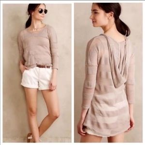 Anthropologie Saturday Sunday Tan Mesh Hooded Sweater - Size Small